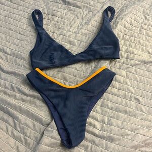 TJ swim navy bikini set size small xsmall